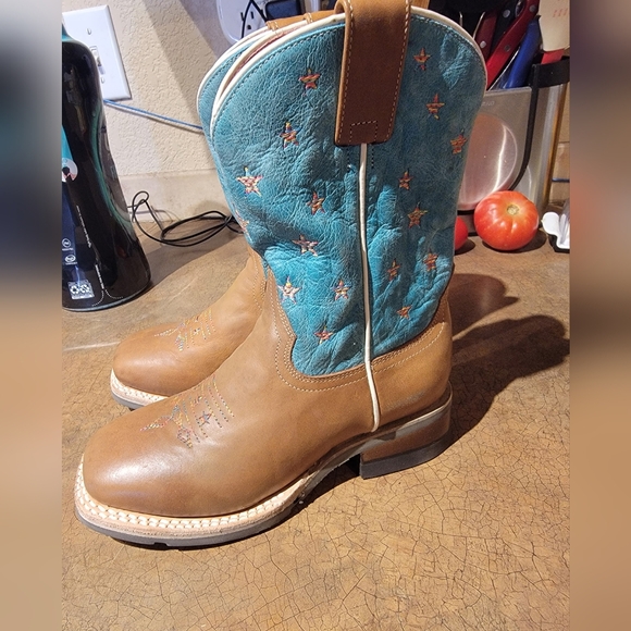 Roper Kids Boots in Brown and Teal - Picture 1 of 5